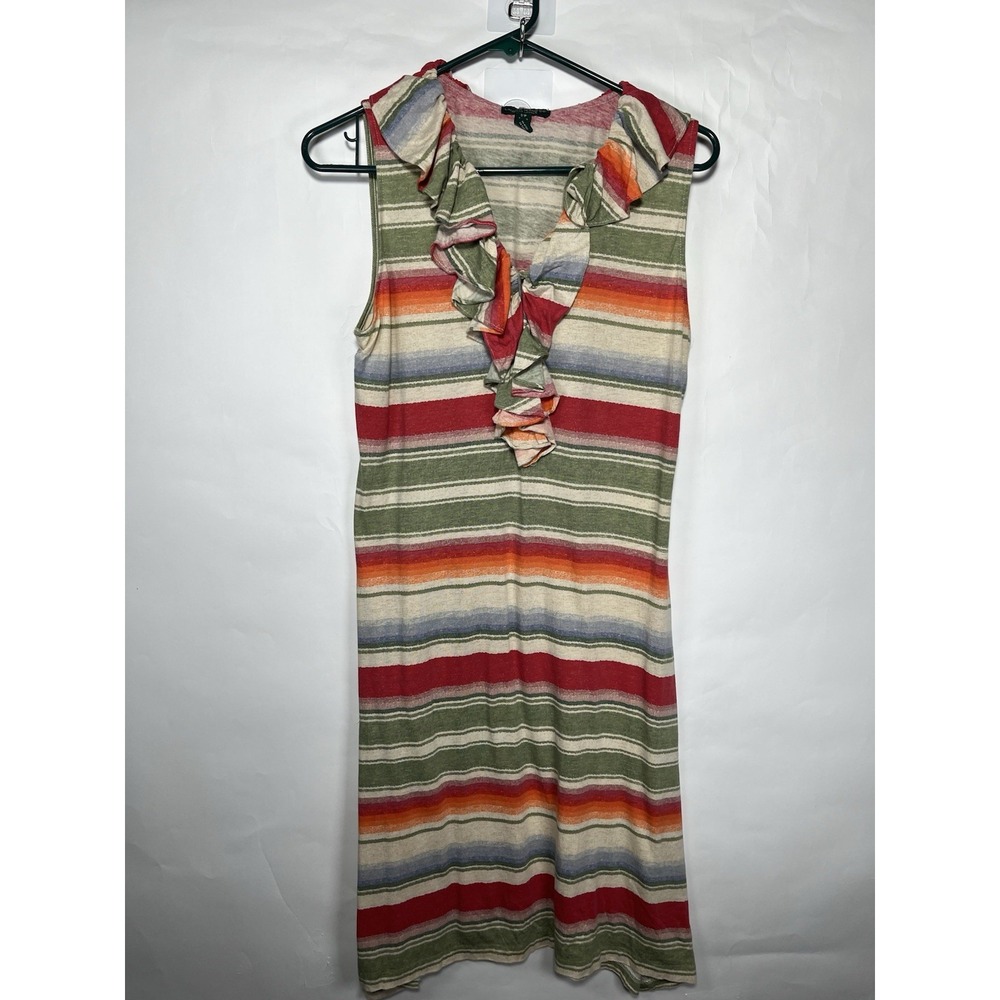 LAUREN Ralph Lauren Cotton Knit Dress Striped Colorful Ruffle Flowy Size S/P
